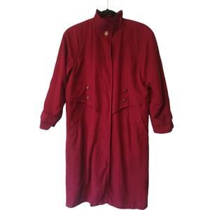 VINTAGE Fleet Street Womens 4P LONG COAT TRENCHCOAT Lined RED OVERSIZED 90s